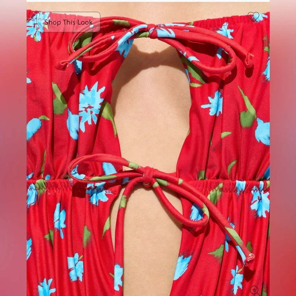 J. Crew Red and Blue Floral One Piece Swimsuit - Picture 6 of 10